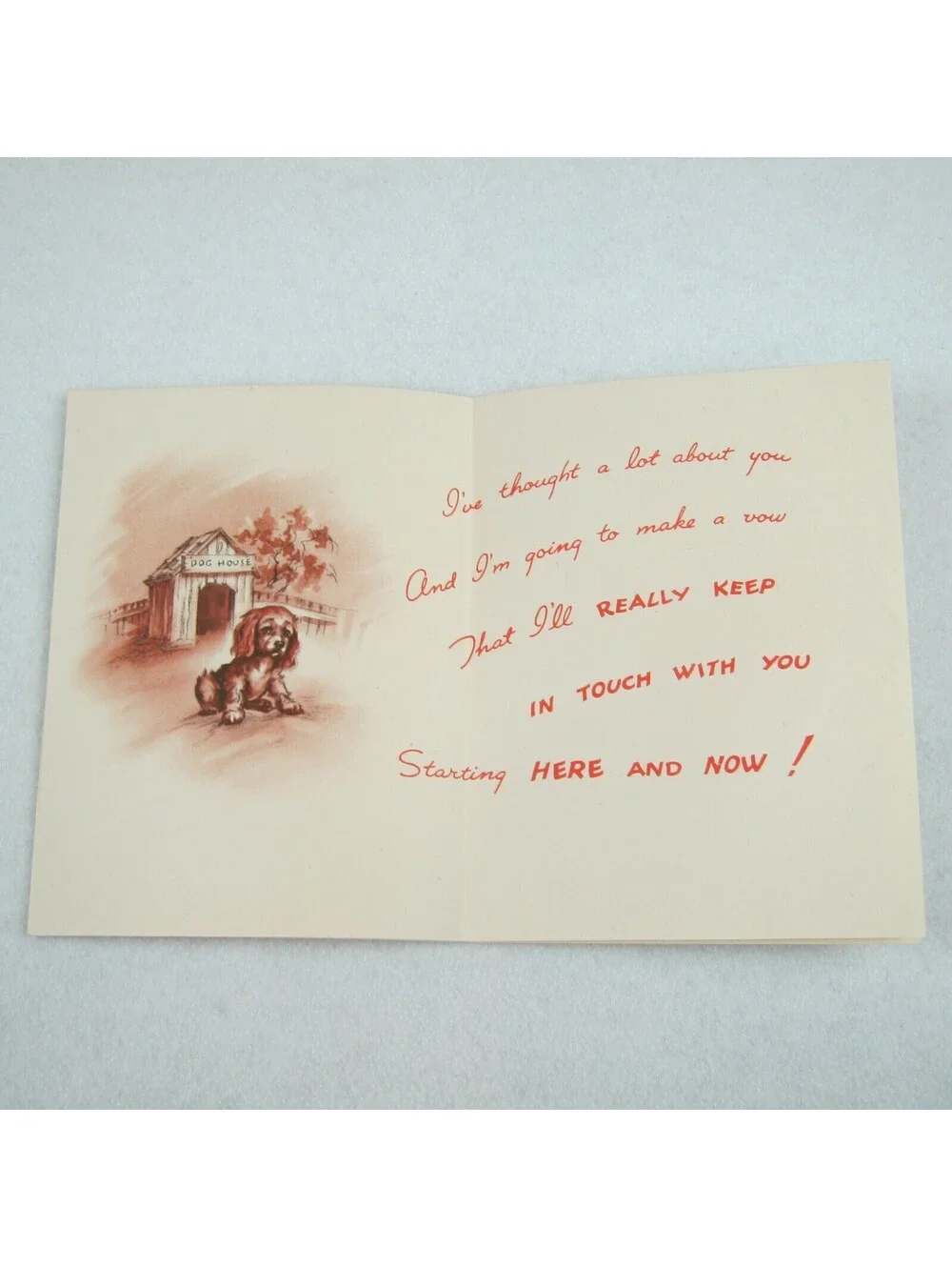 Vintage 1940s Greeting Card Funny Dog House Sorry I Haven't Written Golden Bell